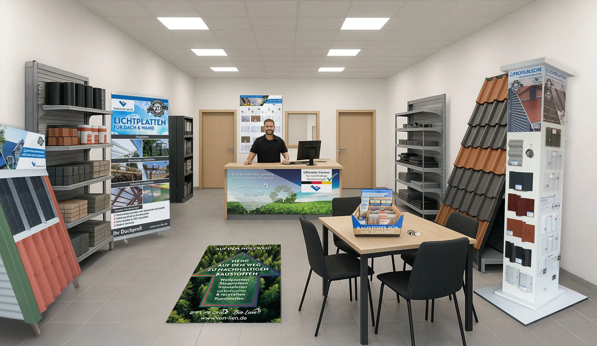 Vorschau eines Verkaufsraums mit unseren Von Lien Werbemitteln